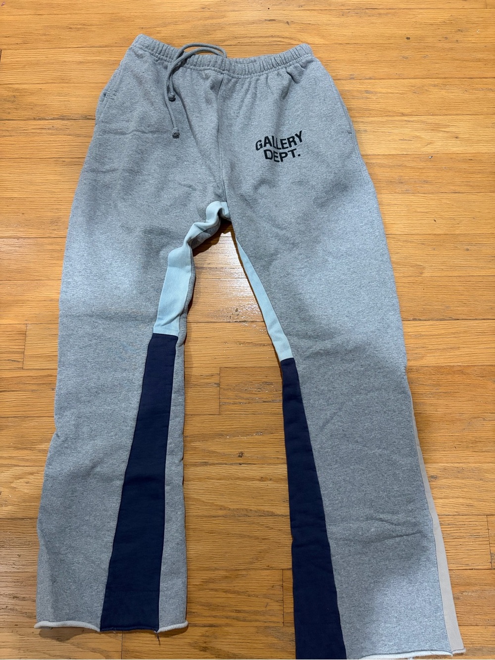 Gallery Dept Kids Grey Sweatpants with Navy and Light Blue Panels